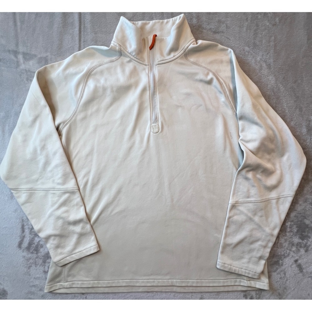Timberland Quarter Zip Pullover Mens XL Beige Fleece Mock Neck